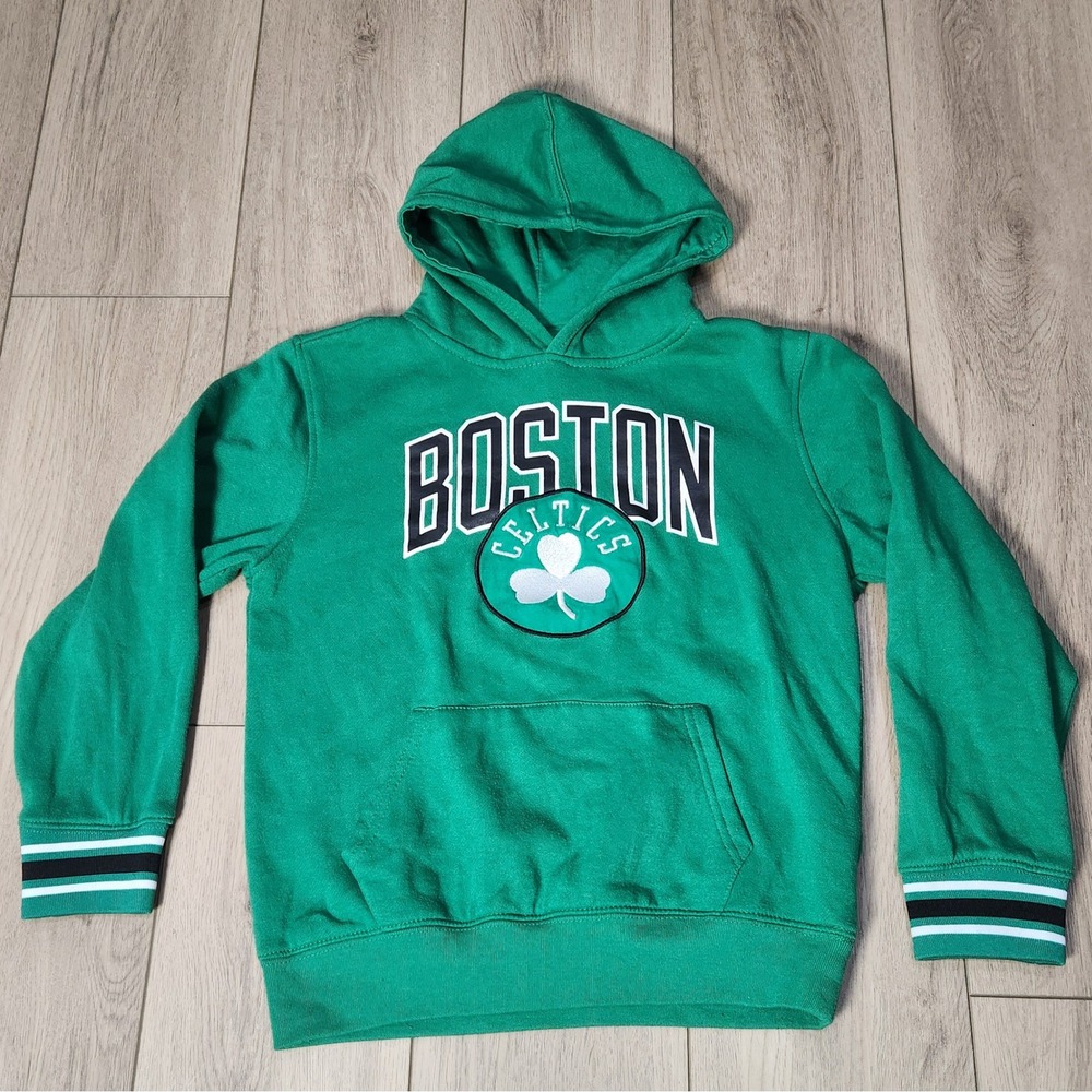 NBA Boston Celtics Kids Green Pullover Hoodie Sweatshirt Basketball Size M 10/12